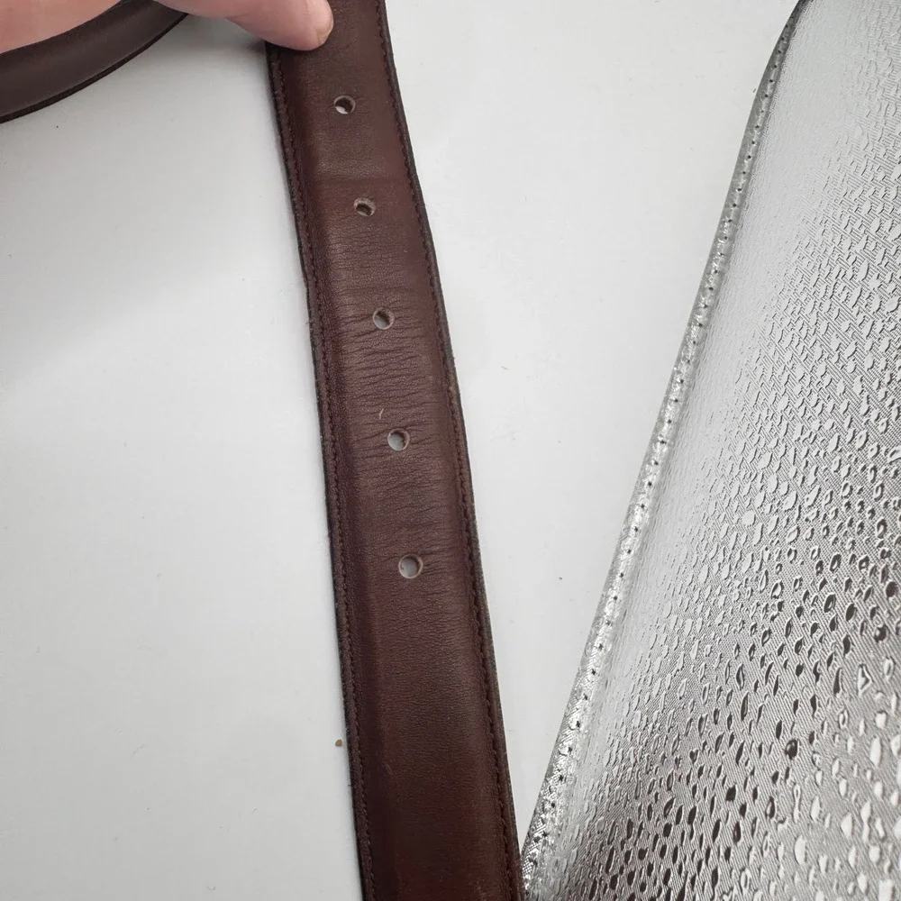 Coach 7500 Mens Leather Belt Mocha Brown Solid Brass Buckle USA Made 44 110cm